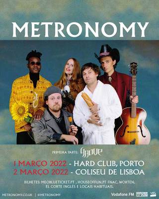 Cartaz: Metronomy em Portugal em março de 2022 para dois concertos