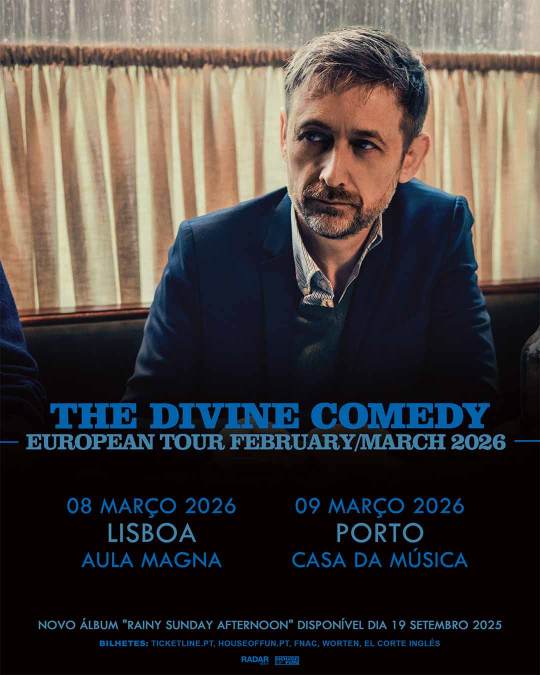Cartaz: THE DIVINE COMEDY ATUAM EM PORTUGAL EM MARÇO DE 2026